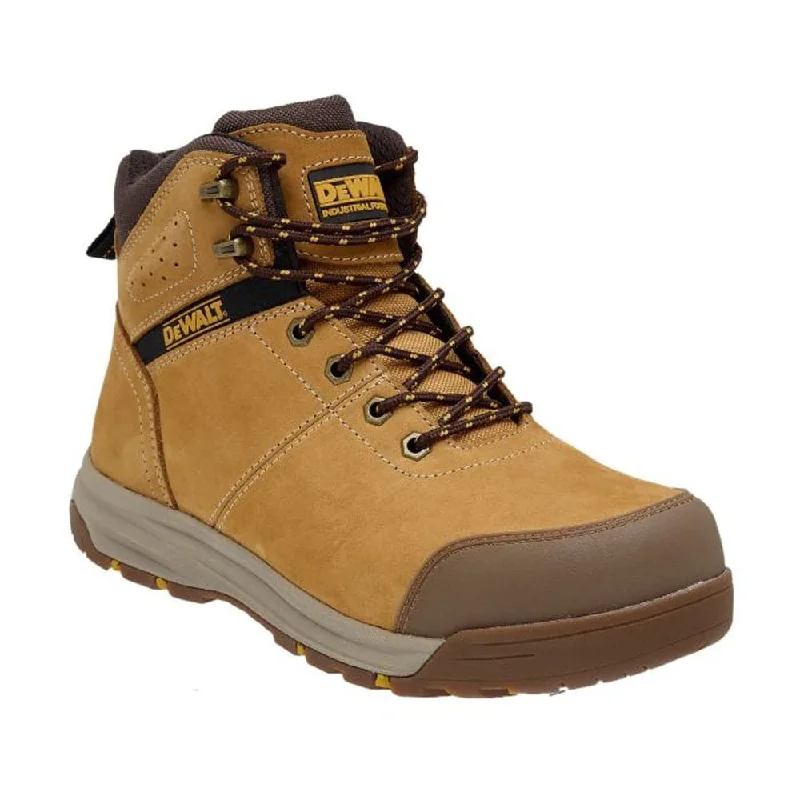 Men's work & safety boots with a gusseted tongue to keep out debrisDewalt Summit Water Resistant Steel Toe Cap Safety Work Boot