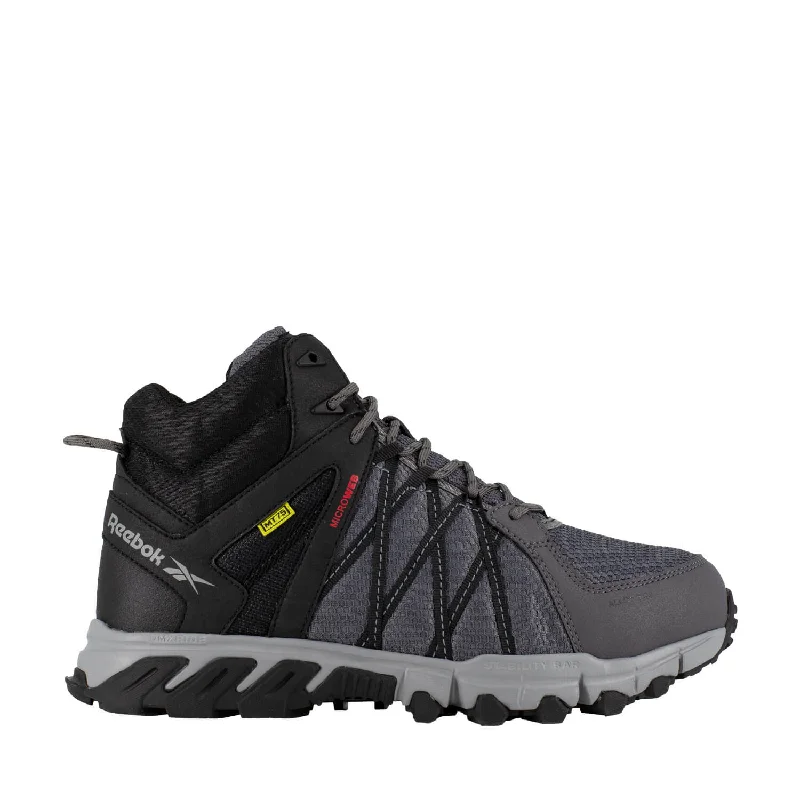 Men's work & safety boots with a gusseted tongue to keep out debrisReebok Trailgrip Grey MetGuard Work Boots