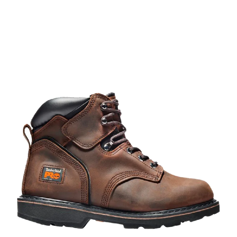 Men's work & safety boots with a gusseted tongue to keep out debrisTimberland PRO Men's Pit Boss 6" Steel Toe Work Boot