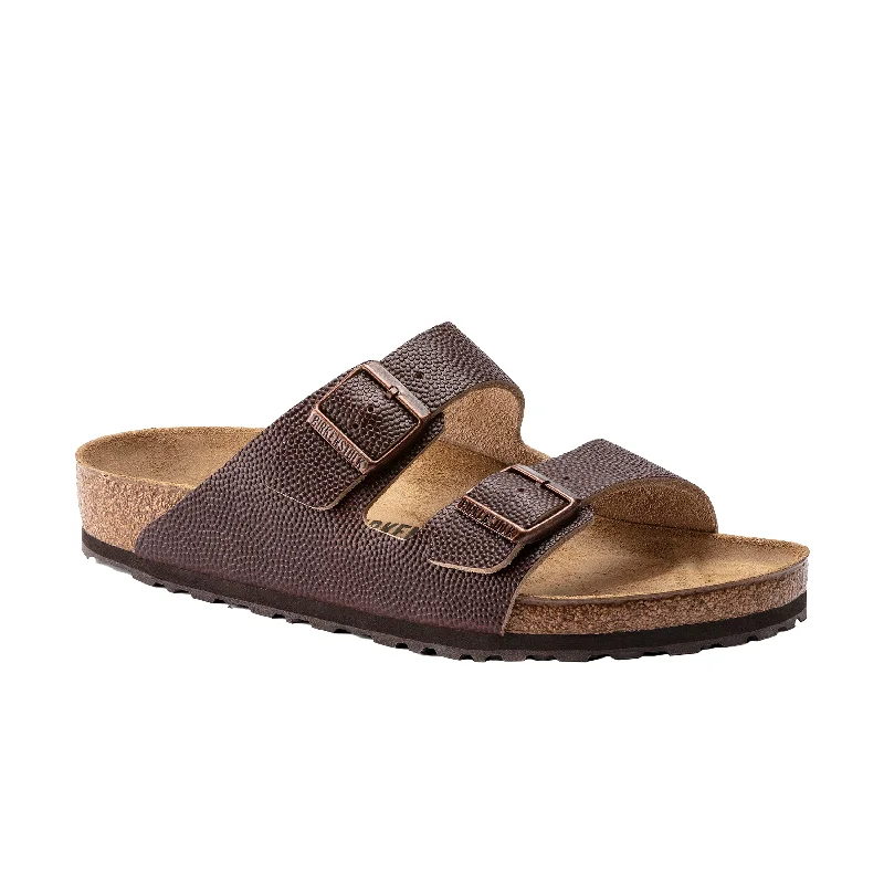 Men's sandals with a perforated leather upper for ventilationArizona Roast Embossed Natural Horween Leather