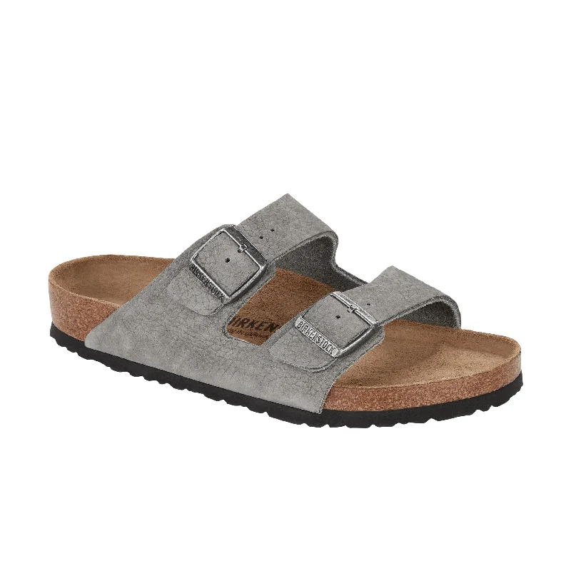 Men's leather sandals with an adjustable strapArizona Desert Buck Whale Grey Nubuck Leather