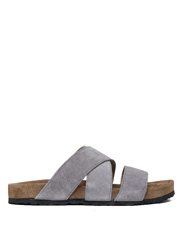 Men's leather sandals with an adjustable strapJames Suede Grey