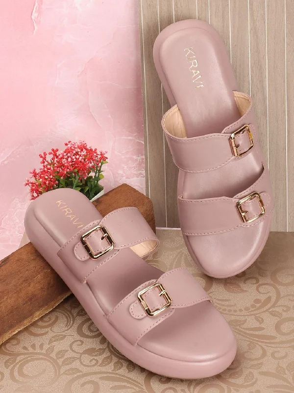 Men's sandals with a toe post designKiravi Double Buckle Rose Sandals