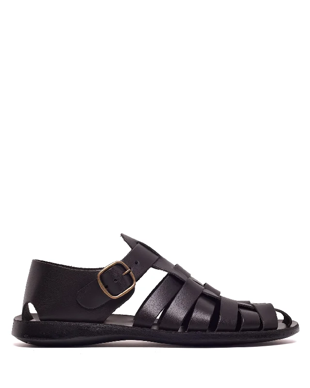 Men's sandals with a durable outer soleKofi Leather Dark Brown