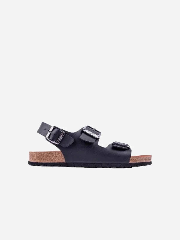 Men's sandals with a toe post designLima Men's Vegan Footbed Sandals | Black