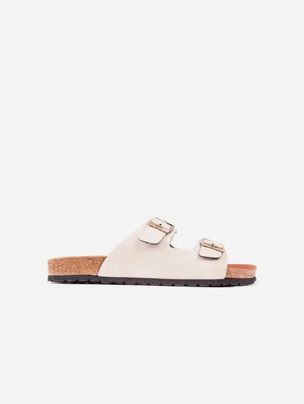 Men's sandals with a contrast stitching detailMango Men's Vegan Footbed Sandals | Neutral