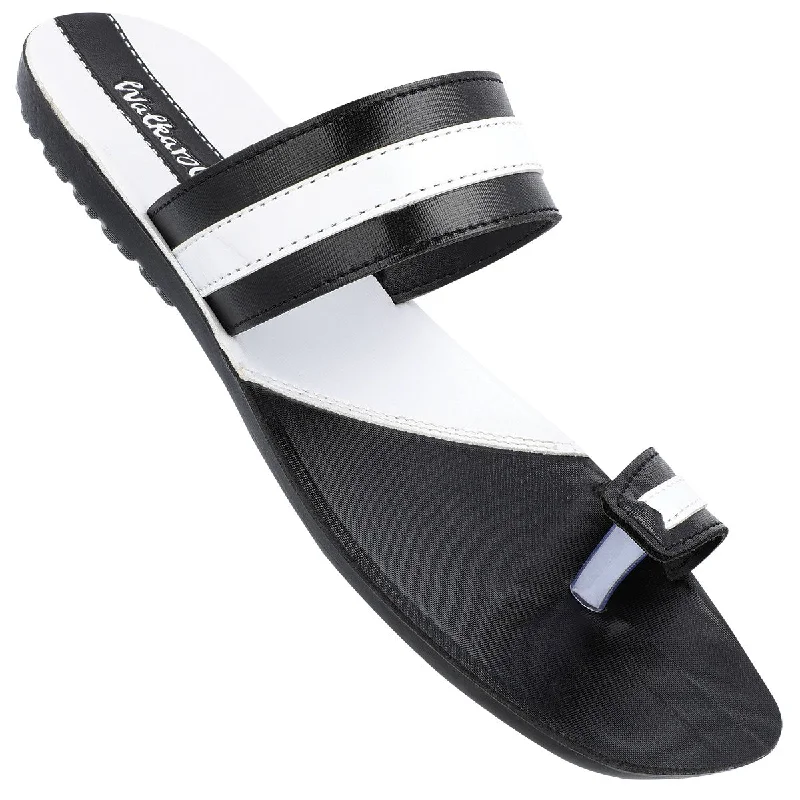 Men's sandals with a contrast stitching detailMen's Daily Wear Sandal  - WG1317 Black White