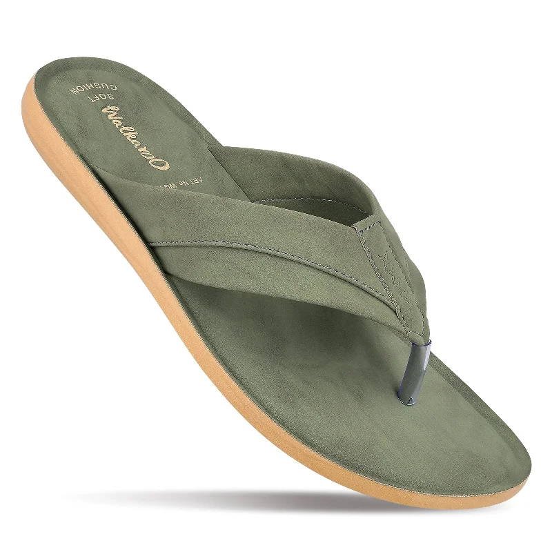 Men's leather sandals with an adjustable strapMen's Daily Wear Sandals  - WG5127 Sage Green