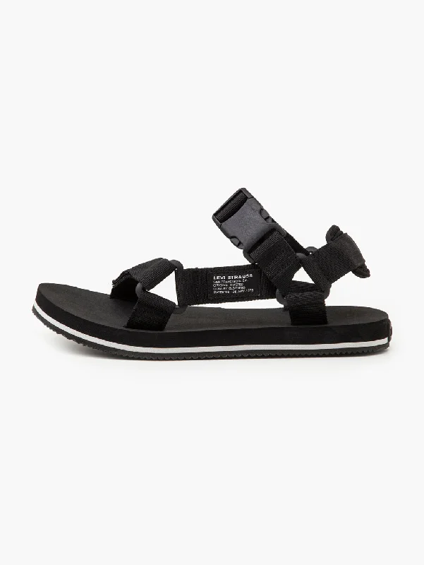 Men's leather sandals with an adjustable strapMen's Black Solid Sandals