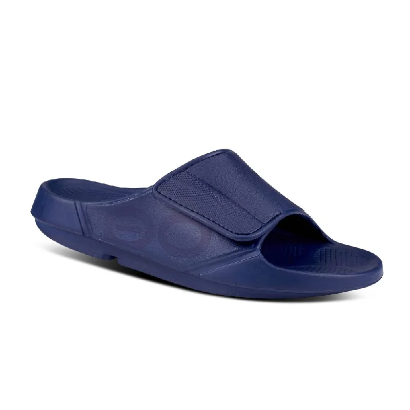 Men's sandals with a removable insole for cleaningOofos OOahh Sport Flex Slide - Navy