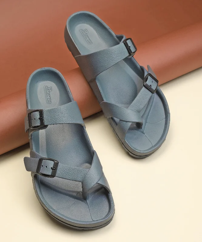 Men's sandals with a decorative buckle or charmParagon EVK3408G Men Casual Sliders | Stylish Trendy Lightweight Slides | Casual & Comfortable Slippers | Everyday Use