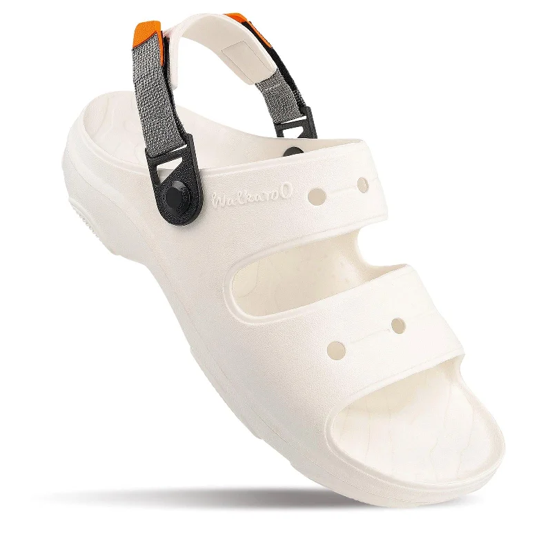 Men's sandals with a wide strap for supportWalkaroo Mens Clogs  - WC8712 White