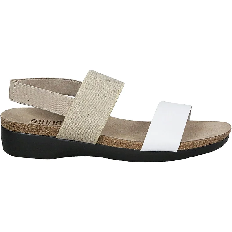 Men's sandals with a contrast stitching detailWomen's Munro Pisces White/Natural Leather