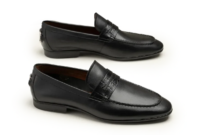 Men's loafers with a memory foam insoleLOGO 11008 BKA