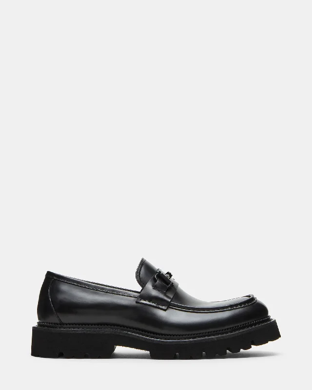 Men's leather loafers with a penny slotCRASH BLACK LEATHER