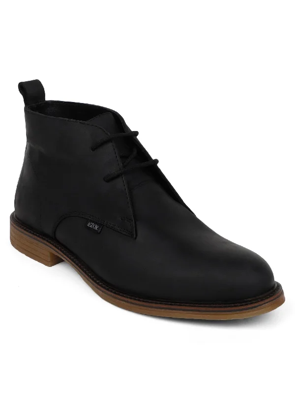 Men's casual shoes with a flexible rubber outsoleEzok Black Stan Casual Boots Shoes 2702