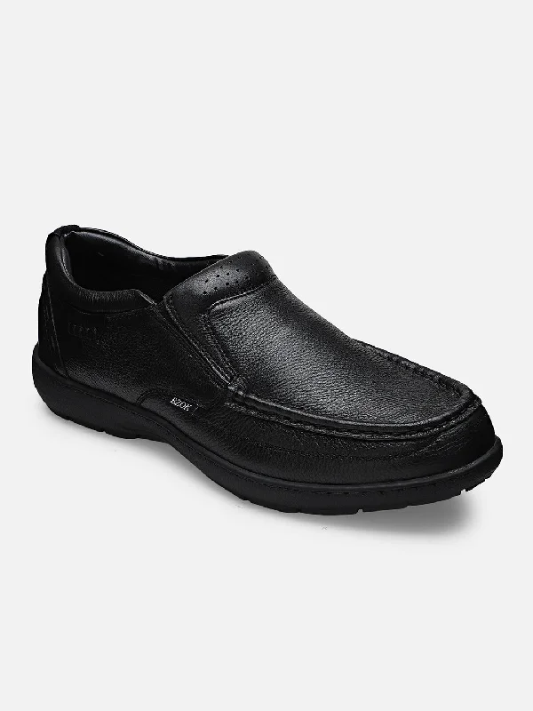 Men's casual shoes with a sporty look and feelEzok Men Black Leather Casual Shoes