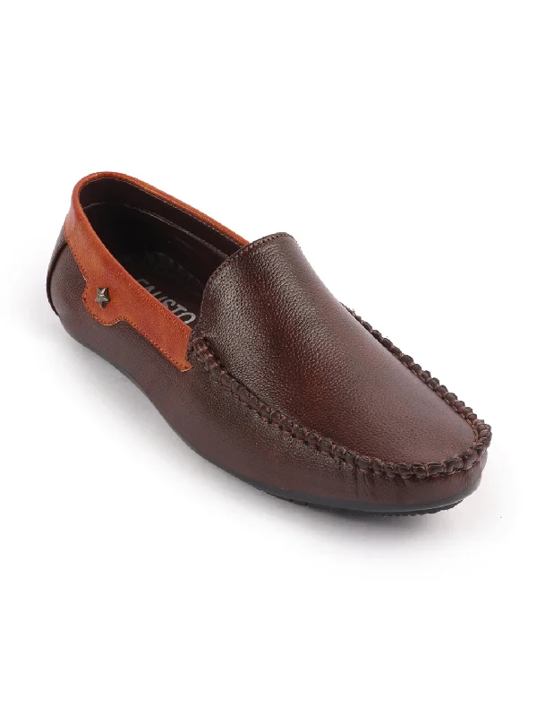 Men's loafers with a pointed toe for a stylish appearanceMen Tan Casual Slip-On Loafers