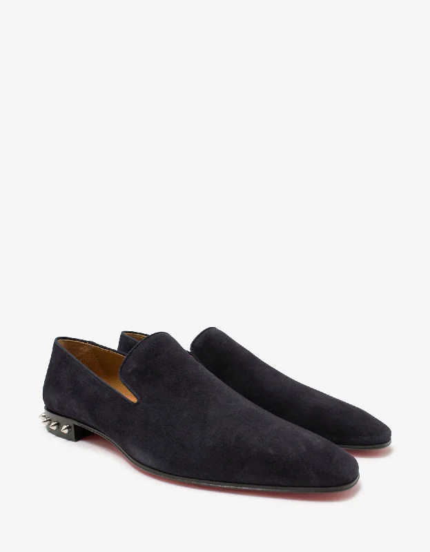 Suede men's loafers for a soft and luxurious feelChristian Louboutin Marquees Ocean Blue Suede Leather Loafers