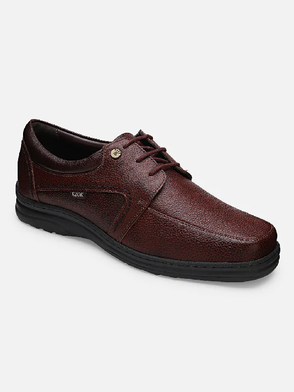 Men's casual sneakers with a mesh upperEzok Men Hume 2174 Bordo Leather Casual Shoes