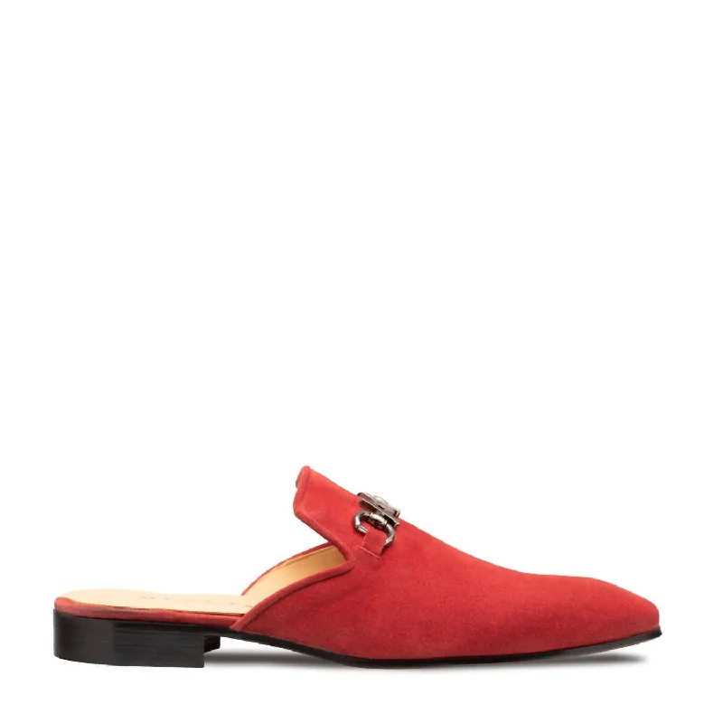 Men's loafers with a contrast stitching detailMen's Icon Slip On Mule Suede In Red