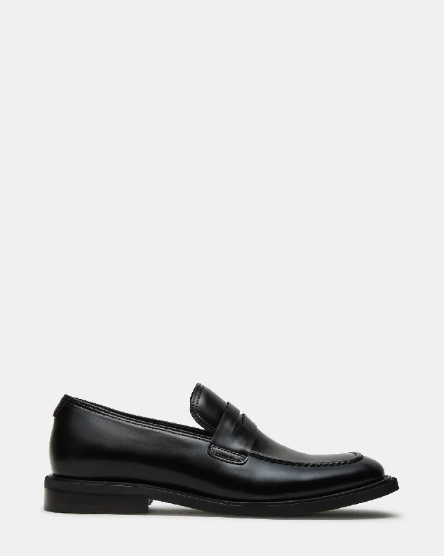 Men's loafers with a perforated leather upper for ventilationPERICON BLACK LEATHER