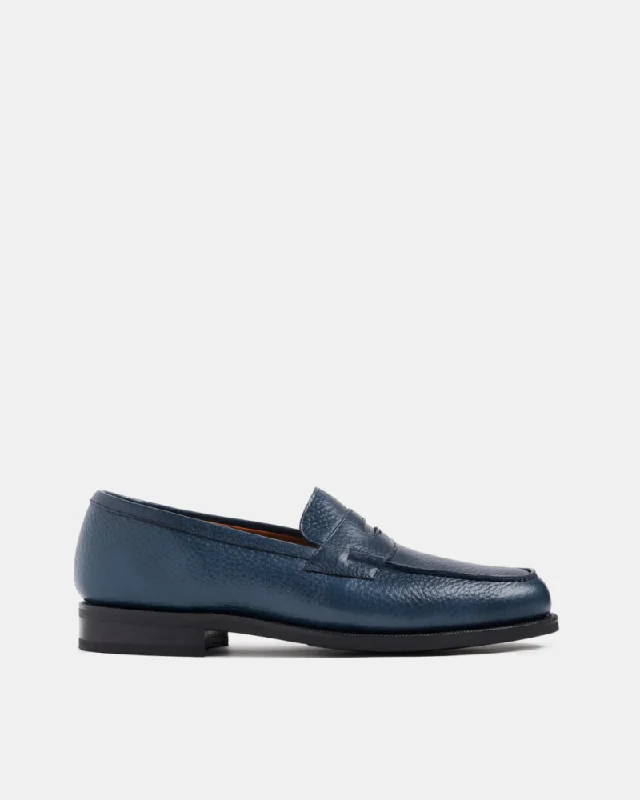 Men's leather loafers with a penny slotNavy Leather Loafer