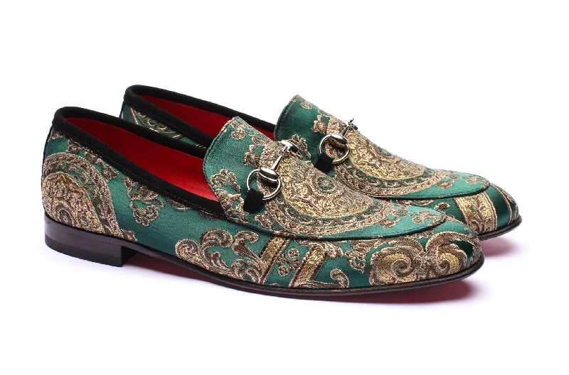 Men's loafers with a decorative buckleThe Baroque Loafers - Green