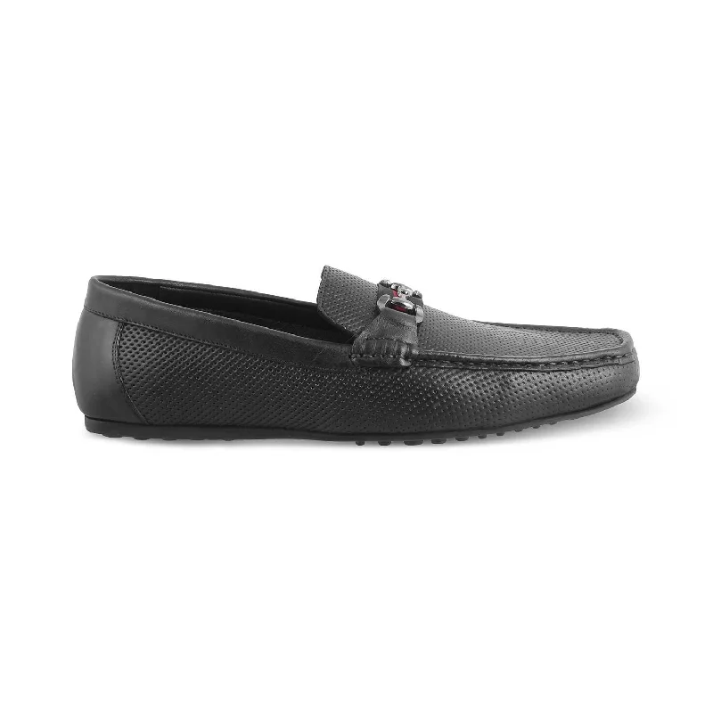 Men's loafers with a stretchy side panel for a better fitThe Cedrive Black Men's Driving Loafers Tresmode