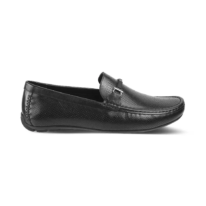 Men's loafers with a tassel front for a classic lookThe Open Black Men's Leather Loafers