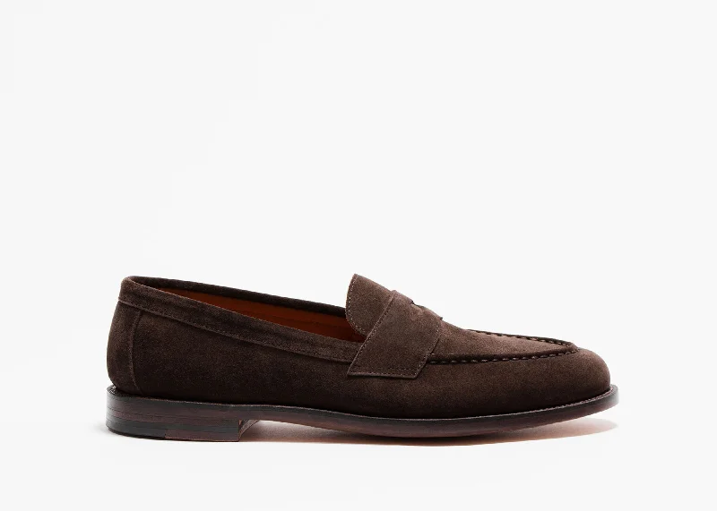 Men's loafers with a rubber sole for durabilityTraveler Penny Espresso Suede