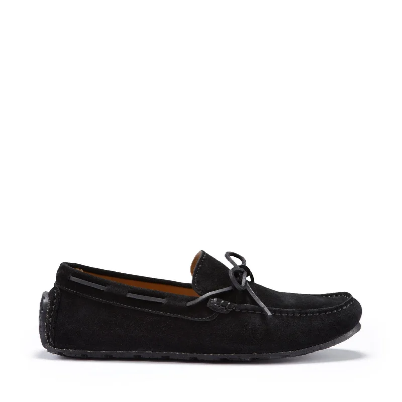 Men's loafers with a flexible sole for easy movementTyre Sole Laced Driving Loafers, black suede