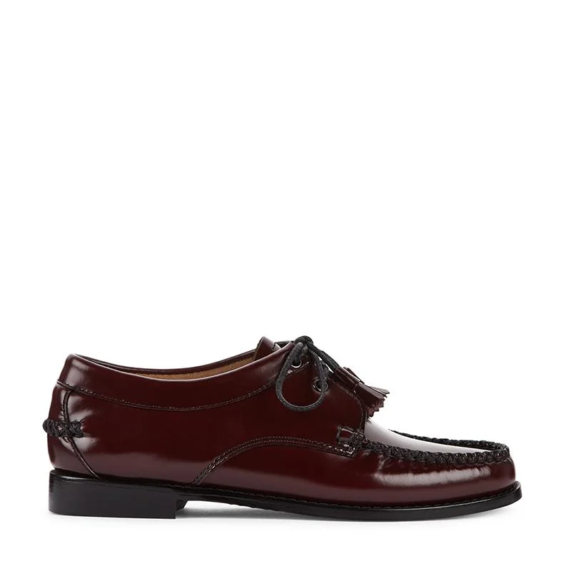 Men's loafers with a leather lacing systemWeejun Tie - Wine Leather