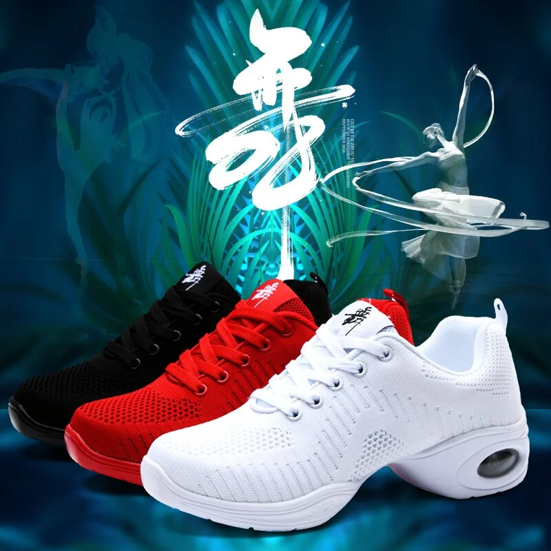 Men's sneakers with a wide toe box for comfortDance Shoes For Women’s Sport Function Jazz Soft Sole Breath Dance Shoes Air Force shoes Practice Walking Sneakers Mesh EU 35-41