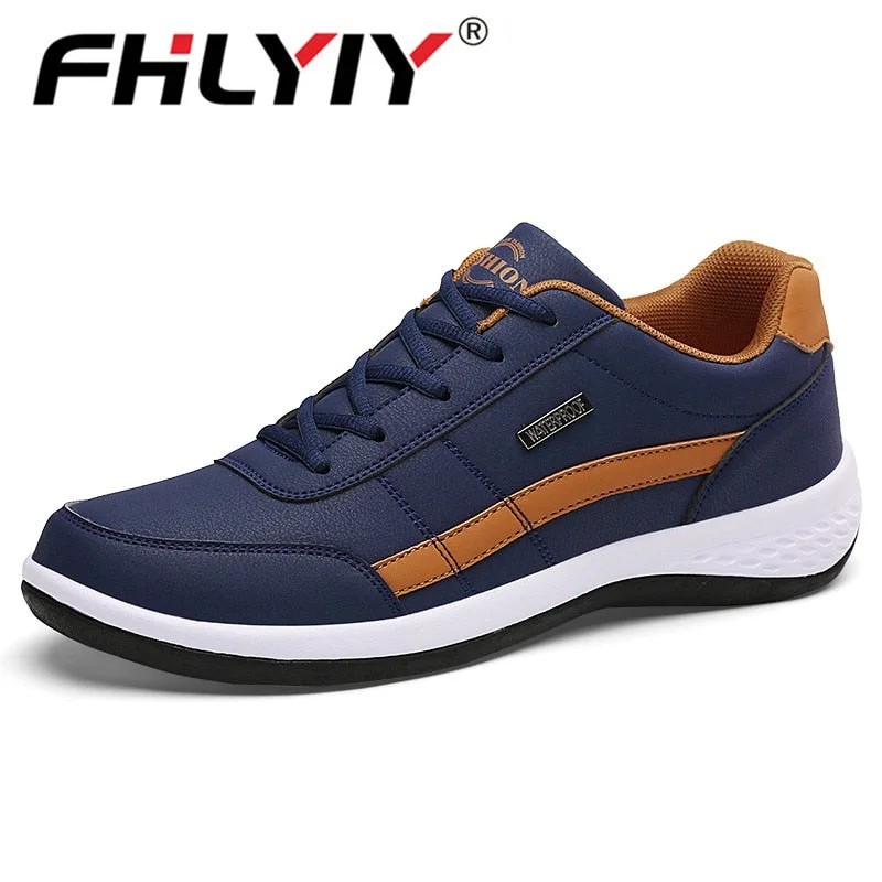 Men's sneakers with a contrast color soleFashion Men Sneakers for Men Casual Shoes Breathable Lace up Mens Casual Shoes Spring 2019 Leather Shoes Men chaussure homme