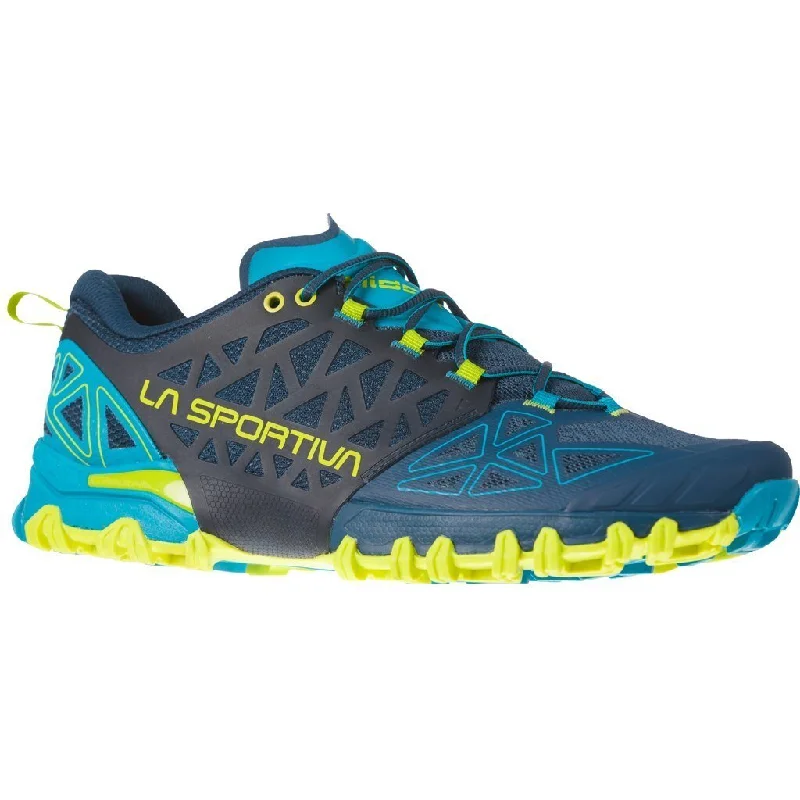 Cushioned men's running shoes for shock absorptionLa Sportiva Bushido II Mens Trail Running Shoe - Opal/Apple Green