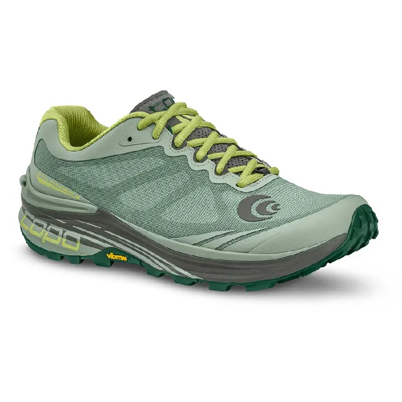 Men's running shoes with a brightly colored designTopo Mountain Racer 2 Womens Trail Running Shoe - Moss/Grey