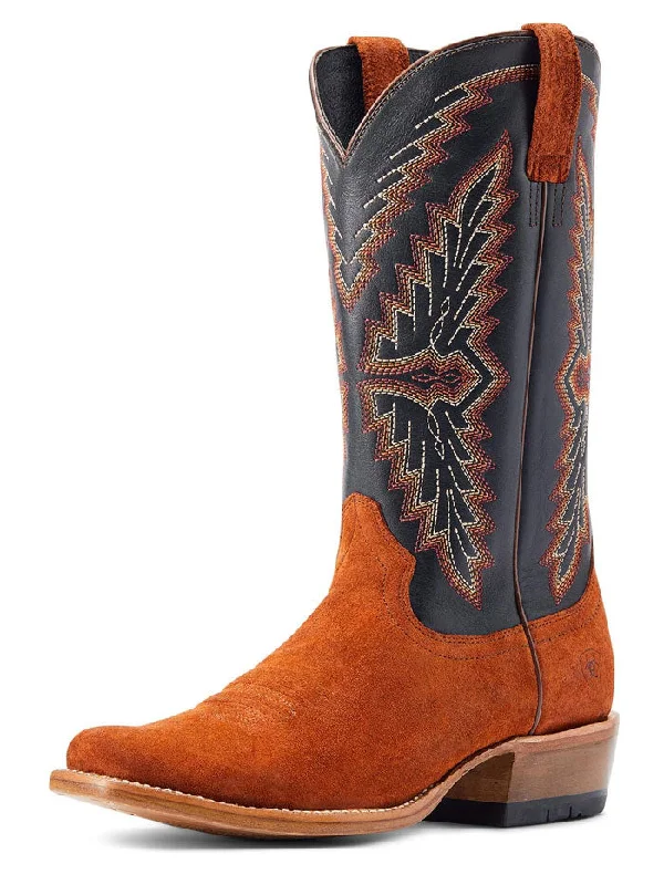 Men's cowboy boots with a scalloped edgeAriat 10044524 Mens Futurity Showman Western Boot Dark Copper Roughout