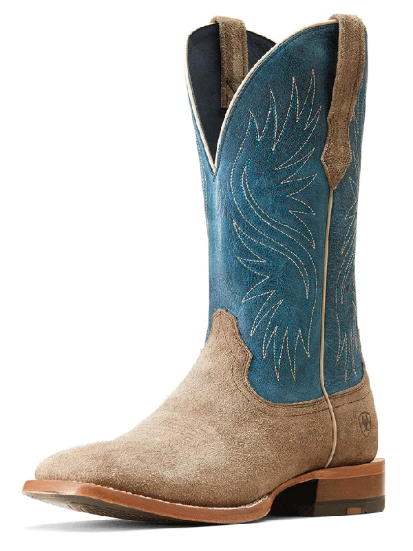 Men's cowboy boots with a decorative inlayAriat 10047071 Mens Circuit Rockridge Western Boot Smokey Roughout