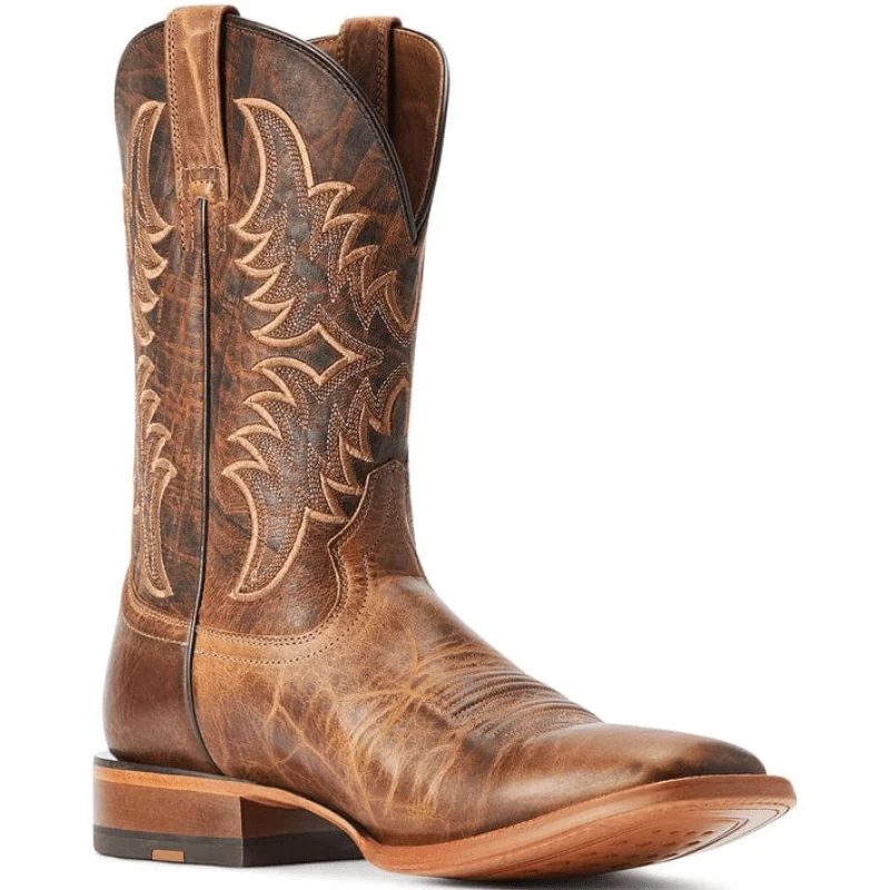 Men's cowboy boots with a leather lining for comfortAriat Men's Point Ryder Dry Creek Tan Square Toe Western Boots 10042471