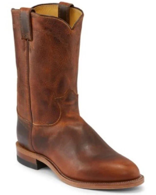 Men's cowboy boots with a concho belt detailJustin Brock Western Boot