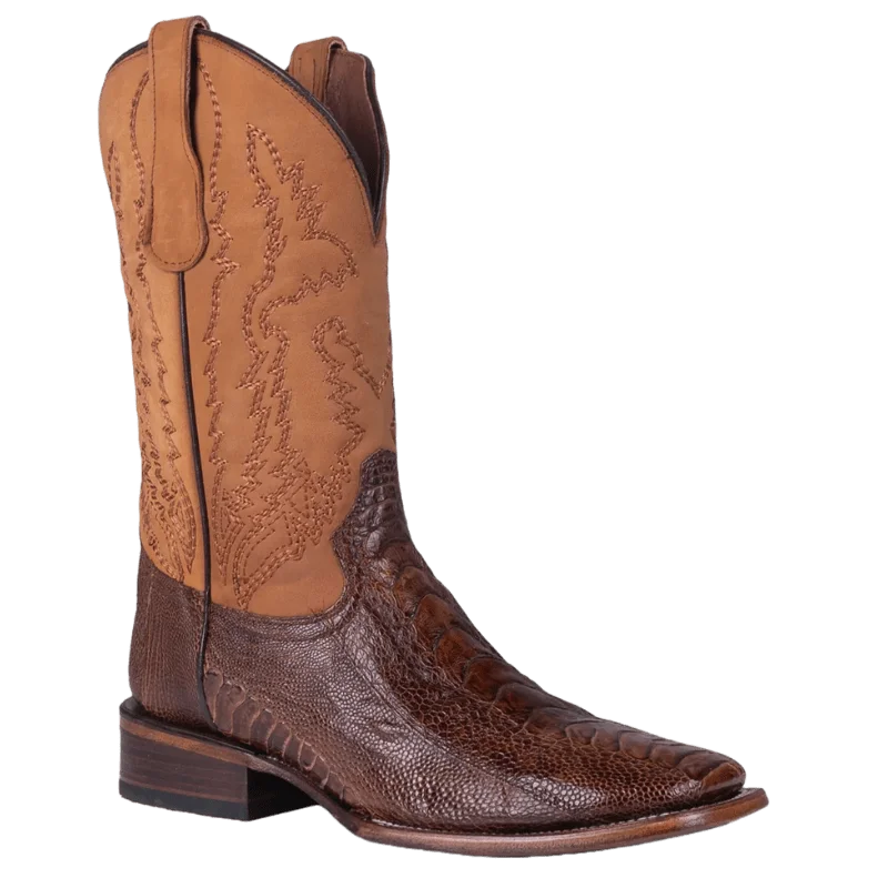 Alligator - print men's cowboy boots for a bold lookCircle G Men's Brass/Yellow Ostrich Square Toe Western Boots L6059