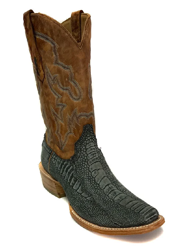 Men's cowboy boots with a high - heeled designCorral A4294 Mens Ostrich Leg Embroiery Blue And Sand