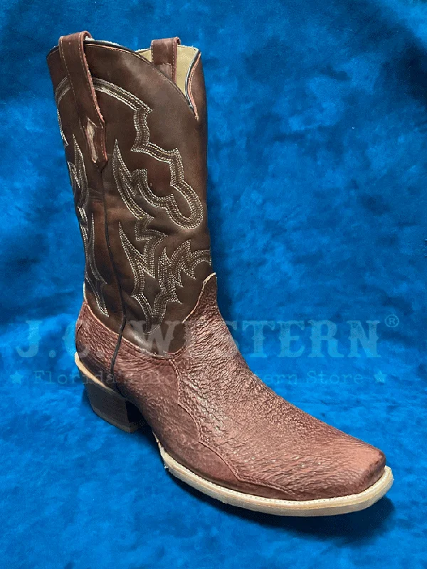 Men's cowboy boots with a rubber sole for tractionCorral A4418 Mens Shark Embroiery Horseman Toe Boot Honey Brown