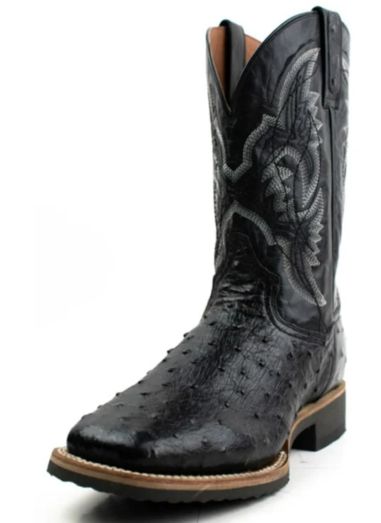 Men's cowboy boots with a leather lining for comfortDan Post Black Full Quill Ostrich Western Boot