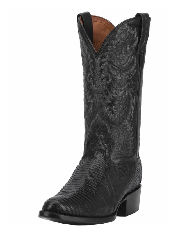 Men's cowboy boots with a leather sole for a classic lookDan Post DP2350R DP2350J Mens Raleigh Lizard Western Boot Black - D -