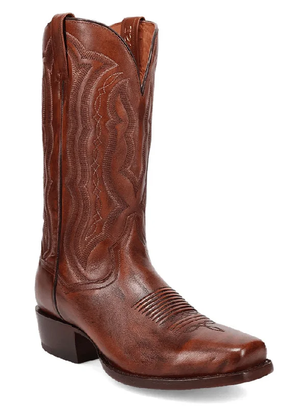 Western - style men's cowboy boots with intricate stitchingDan Post DP3355 Mens WADE Square Toe Western Boot Brown