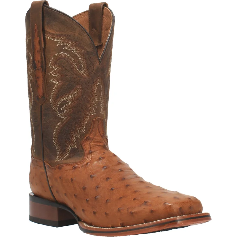 Men's cowboy boots with a concho belt detailDan Post Mens Alamosa Cowboy Boots Ostrich Bay Apache