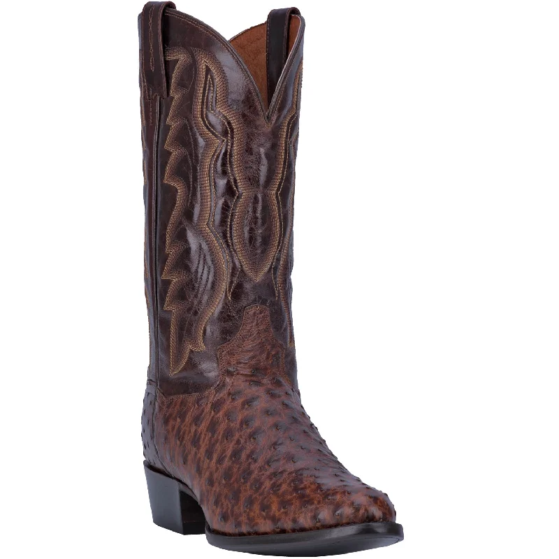 Alligator - print men's cowboy boots for a bold lookDan Post Mens Pershing Cowboy Boots Ostrich Skin Brass