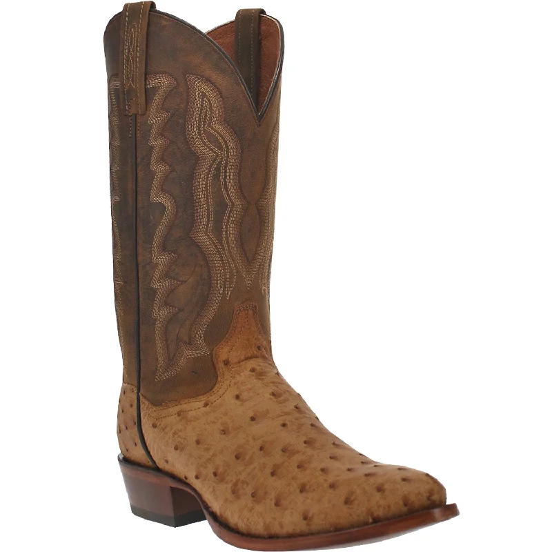 Men's cowboy boots with a pull - on strapDan Post Mens Gehrig Cowboy Boots Ostrich Foot Saddle